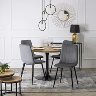 Krzesła - Zestaw 4x Krzesło Tapicerowane IBIS Szare Welurowe Nowoczesne Loft - miniaturka - grafika 1