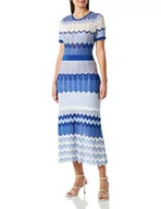 Sukienki - Morgan Damska sukienka sweter z nadrukiem szewronu RMRAYA Medium Blue TM, Niebieski indygo, M - miniaturka - grafika 1