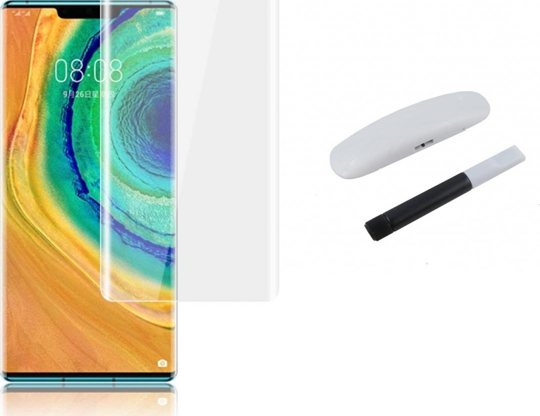 Braders Szkło Hartowane Zaokrąglone UV do Huawei Mate 30 Pro + Lampa UV