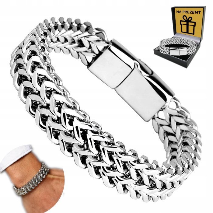 TYTANOWA Bransoletka Męska Srebrna Na Prezent dla Chłopaka Mężczyzny PEŁNA