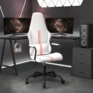 Fotele gamingowe - vidaXL Masujący fotel gamingowy, różowo-biały, sztuczna skóra - miniaturka - grafika 1