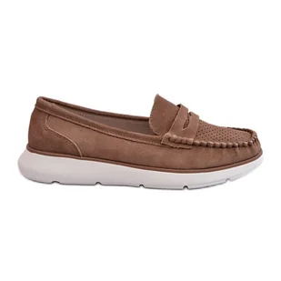 Zamszowe Mokasyny Na Platformie Sergio Leone SP012 Brązowe - Mokasyny damskie - miniaturka - grafika 1