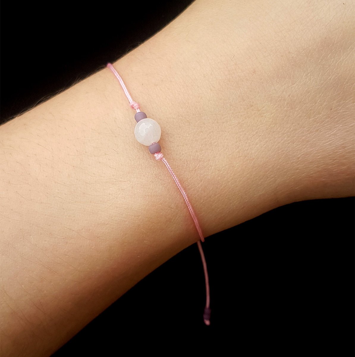 Bransoletka SZCZĘŚCIA - KWARC RÓŻOWY 6mm - NATURALNY KAMIEŃ