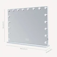 Lusterka do makijażu - TEMU Hollywoodzkie Lusterko do Makijażu z Oświetleniem i Ładowaniem USB, do Montażu na Stole lub Ścianie, 80x58cm - miniaturka - grafika 1