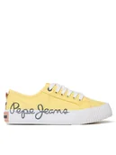 Buty dla dziewczynek - Pepe Jeans Tenisówki Ottis Log G PGS30577 Żółty - miniaturka - grafika 1