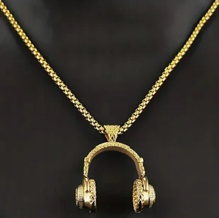 Naszyjnik chain słuchawki headphones rap prezent streetwear - Naszyjniki - miniaturka - grafika 1