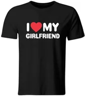Koszulki męskie - Koszulka I Love My Girlfriend. Prezent na Dzień Chłopaka, czarna, roz. S - miniaturka - grafika 1