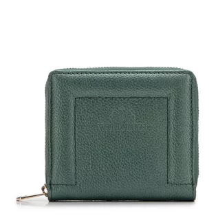 Portfele - Damski portfel skórzany z ozdobnym brzegiem mały zielony - grafika 1