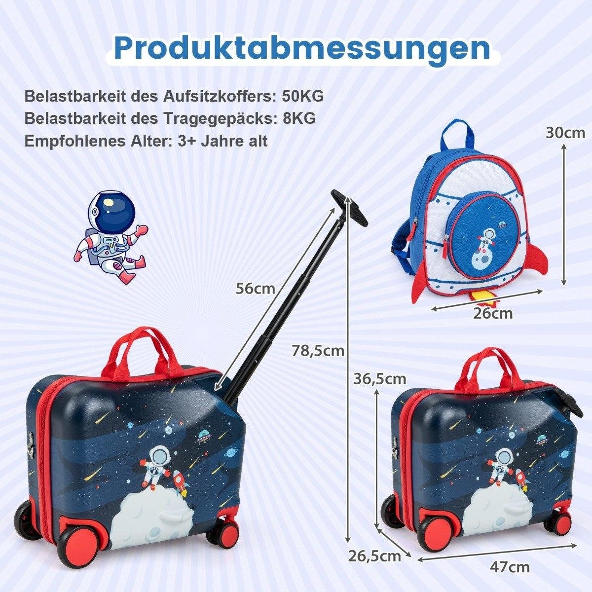 Dwuczęściowa walizka dziecięca + plecak Walizka podróżna o długości 47 cm i plecak o szerokości 30 cm 12