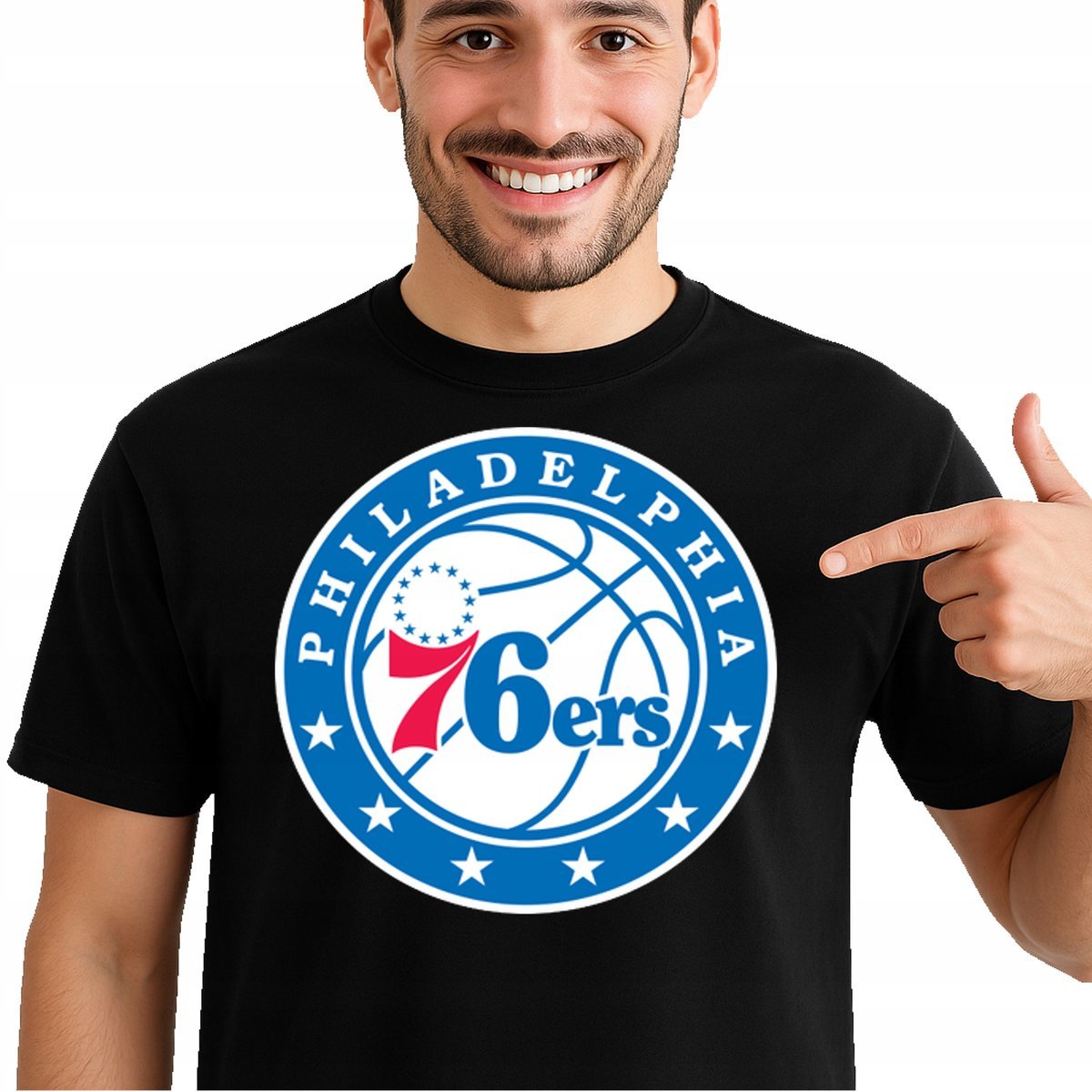T-Shirt KOSZULKA PHILADELPHIA 76ERS Dla Fana PREMIUM XL 0485 CZARNA