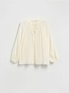 Reserved - Bluzka z wiskozą - złamana biel - Bluzki damskie - miniaturka - grafika 1