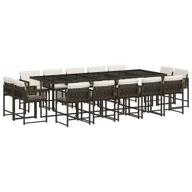 Zestaw mebli ogrodowych rattan PE brązowy 275x106x73cm