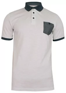 Koszulki męskie - Biała Elegancka Koszulka POLO, Męska, Krótki Rękaw -PAKO JEANS- T-shirt z Szarą Kieszonką - Pako Jeans - grafika 1