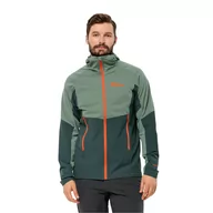 Kurtki męskie - Męska kurtka softshellowa Jack Wolfskin BRISSTAL HOODY M black olive - M - miniaturka - grafika 1