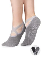 Skarpetki damskie - Skarpety stopki do jogi z ABS czarne i szare 2PAK 35-38 YOCLUB - miniaturka - grafika 1