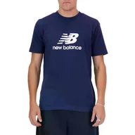 Koszulki męskie - Koszulka Męska Nb Mt41502Nny S/S New Balance Stacked Lo Nny Niebieska - miniaturka - grafika 1