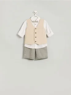 Reserved - Elegancki zestaw z muszką - beżowy - Spodenki dla niemowląt - miniaturka - grafika 1