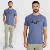 Koszulki męskie - Koszulka Męska 4F T-shirt Z Nadrukiem Regular Denim 4FWAW25TTSHM2359 S Denim - miniaturka - grafika 1
