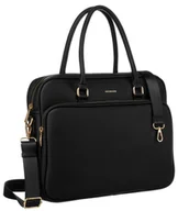 Torebki damskie - Modna torebka damska aktówka na laptopa elegancka listonoszka skóra ekologiczna Peterson, czarny - miniaturka - grafika 1