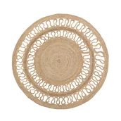 Dywany - Beliani Dywan okrągły 120 cm splot warkoczowy beżowy DIKILI - miniaturka - grafika 1