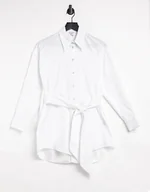 Koszule damskie - Koszula Damska Biała Klasyk z Wiązaniem 34 Dua - miniaturka - grafika 1