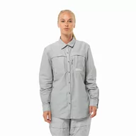 Koszule damskie - Damska koszula trekkingowa Jack Wolfskin BARRIER LS SHIRT W cool grey - L - miniaturka - grafika 1