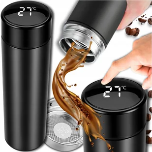KUBEK TERMICZNY TERMOS LED 500ml NA KAWĘ HERBATĘ DOTYKOWY DO SAMOCHODU PRO - Kubki termiczne - miniaturka - grafika 1