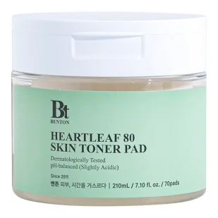 Benton - Heartleaf 80 Skin Toner Pad 70pads - Toniki i hydrolaty do twarzy - miniaturka - grafika 1