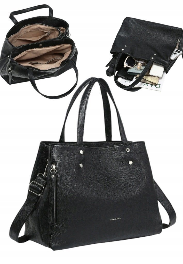Stylowa Torebka Torba Damska Shopper LUIGISANTO Pasek HS8007-5 Black