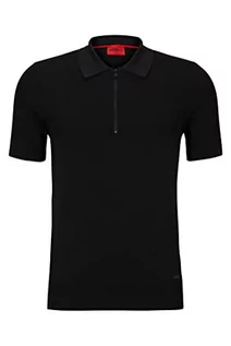 Bluzy męskie - HUGO Męska bluza z dzianiny Sayfong-1, czarna 1, XXL, czarny (Black1), XXL - grafika 1