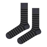 Skarpetki męskie - Skarpety garniturowe czarne w paski EM 63 - EM Men's Accessories - miniaturka - grafika 1