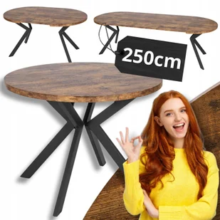 Stół Okrągły Rozkładany Nowoczesny Jadalnia Salon Loft Dąb Rustykalny Lukas - Stoły - miniaturka - grafika 1