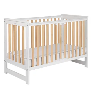 Łóżeczko drewniane z barierką IWI białe/buk - Łóżeczka i kojce - miniaturka - grafika 1