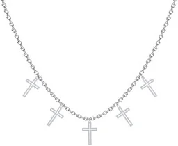 Naszyjnik z Krzyżykami Choker Srebro925 - Biżuteria religijna - miniaturka - grafika 1