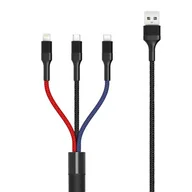 Kable USB - XO Kabel NB54 3w1 (USB - Lightning/USB-C/microUSB) (1,2 m) 3A wielokolorowy - miniaturka - grafika 1