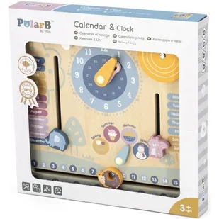 VIGA Toys PolarB Drewniany Kalendarz i Zegar - Zabawki kreatywne - miniaturka - grafika 1