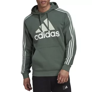 Bluza adidas Essentials Fleece 3-Stripes Logo Hoodie HL2241 - zielona - Adidas - Bluzy sportowe męskie - miniaturka - grafika 1