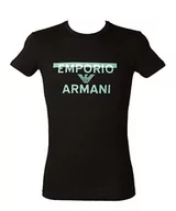 Koszulki męskie - Emporio Armani Męski t-shirt męski z okrągłym dekoltem Megalogo, czarny, M - miniaturka - grafika 1