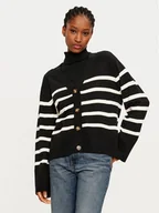 Swetry damskie - Pieces Kardigan Sia 17150971 Czarny Loose Fit - miniaturka - grafika 1