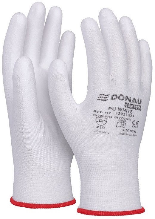 Delta Plus Rękawice Donau Safety PU White rozm.8 białe