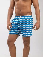 Kąpielówki męskie - SPODENKI KĄPIELOWE DO PŁYWANIA MĘSKIE SZORTY NIEBIESKIE MyStars FALE L - miniaturka - grafika 1