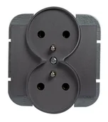 Gniazdka elektryczne - Abex Gniazdo podwójne z/u do ramek ONYX - antracyt - miniaturka - grafika 1