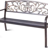 Ławki ogrodowe - Ławka Ogrodowa na Taras, Siedzisko ze Stali i Oparcie z Żelaza, Elegancki i Szykowny Styl, Miejsce dla 2 Osób, 126 x 60 x 80 cm, Brązowa - miniaturka - grafika 1