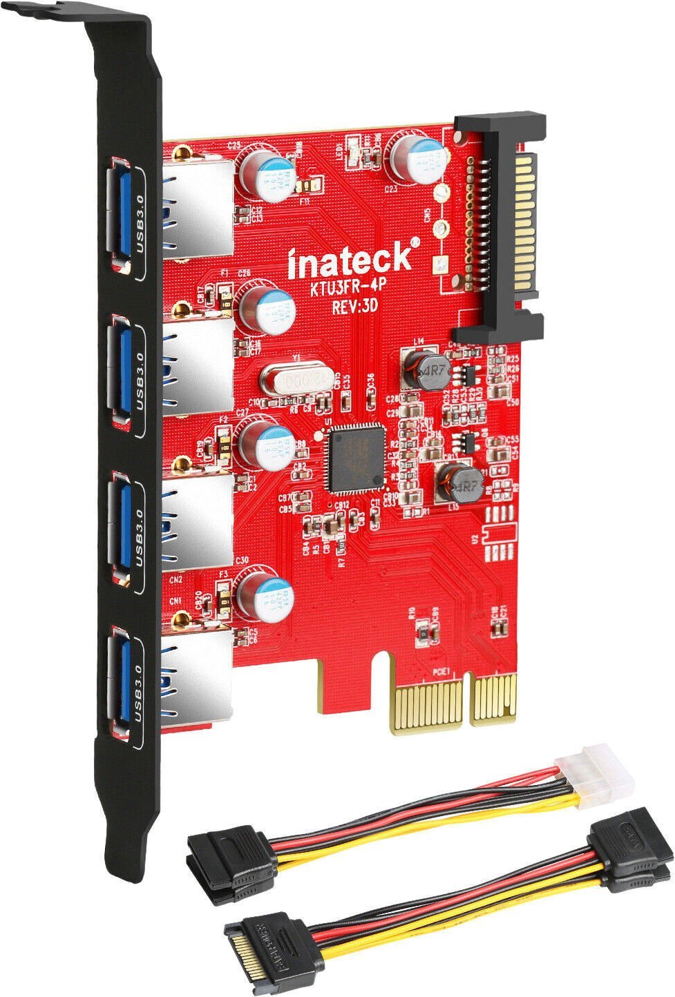 Kontroler Inateck USB 3.0 Karta PCIe 4 złącz 15 pin SATA KTU3FR-4P