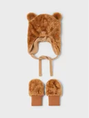 Rękawiczki dla dzieci - NAME IT Zestaw Czapka i Rękawiczki 13206456 Brązowy - miniaturka - grafika 1