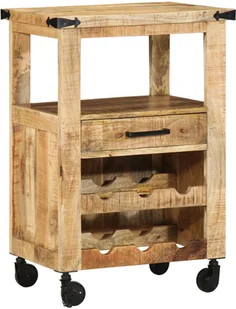 vidaXL Wózek kuchenny 55x40x80 cm z litego drewna mango - Stoły - miniaturka - grafika 1