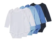 Body dla niemowląt - Lupilu Body niemowlęce z bawełny 5 sztuk Niebieski/ biały 50/56 - miniaturka - grafika 1