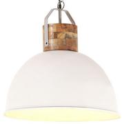 Lampy sufitowe - vidaXL Industrialna lampa wisząca, biała, okrągła, 51 cm, E27, mango 320868 - miniaturka - grafika 1