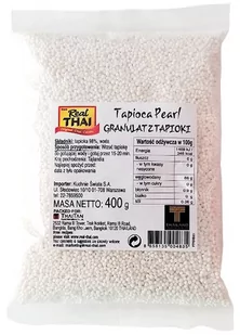 REAL THAI Tapioka Perełki drobne 400g - Real Thai - Zdrowa żywność - miniaturka - grafika 1