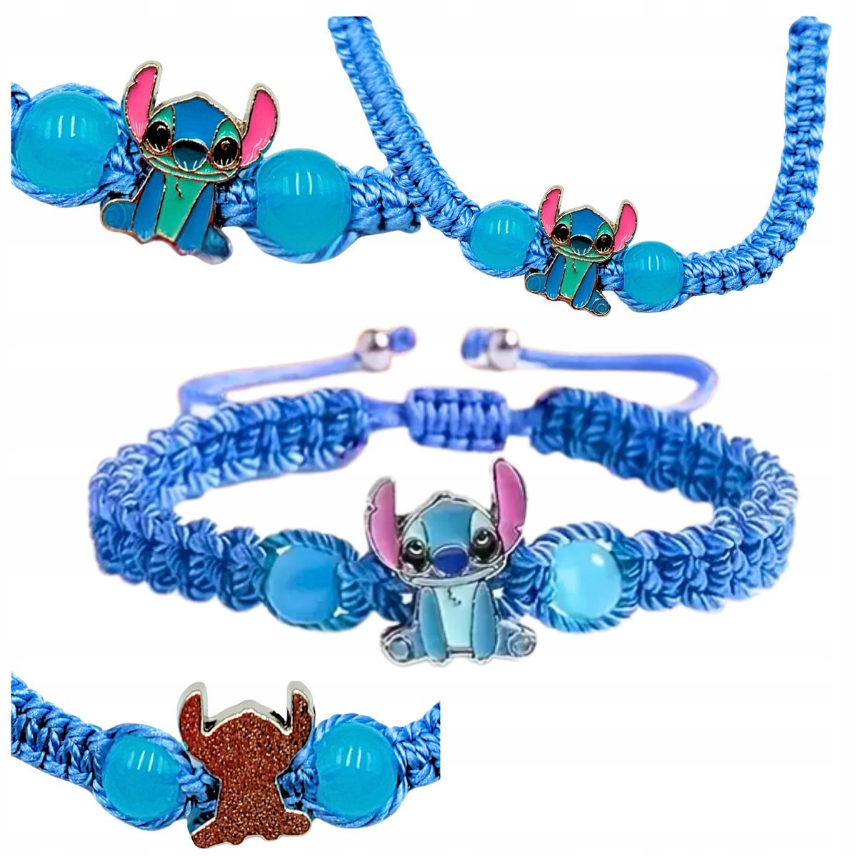 Bransoletka Stitch Lilo Makrama Stich Pleciona Regulowana Ohana Biżuteria
